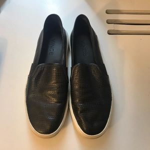Vince perforated leather slip on sneakers